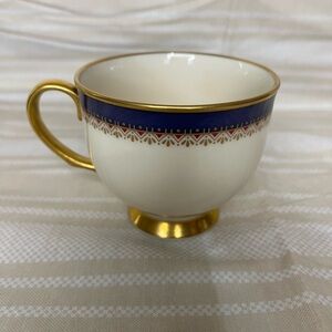 Lenox Jefferson pattern Gold and Blue Mugs with Elegant Design